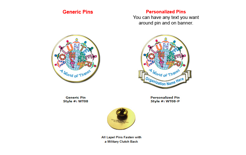 "A World of Thanks" Volunteer Pins